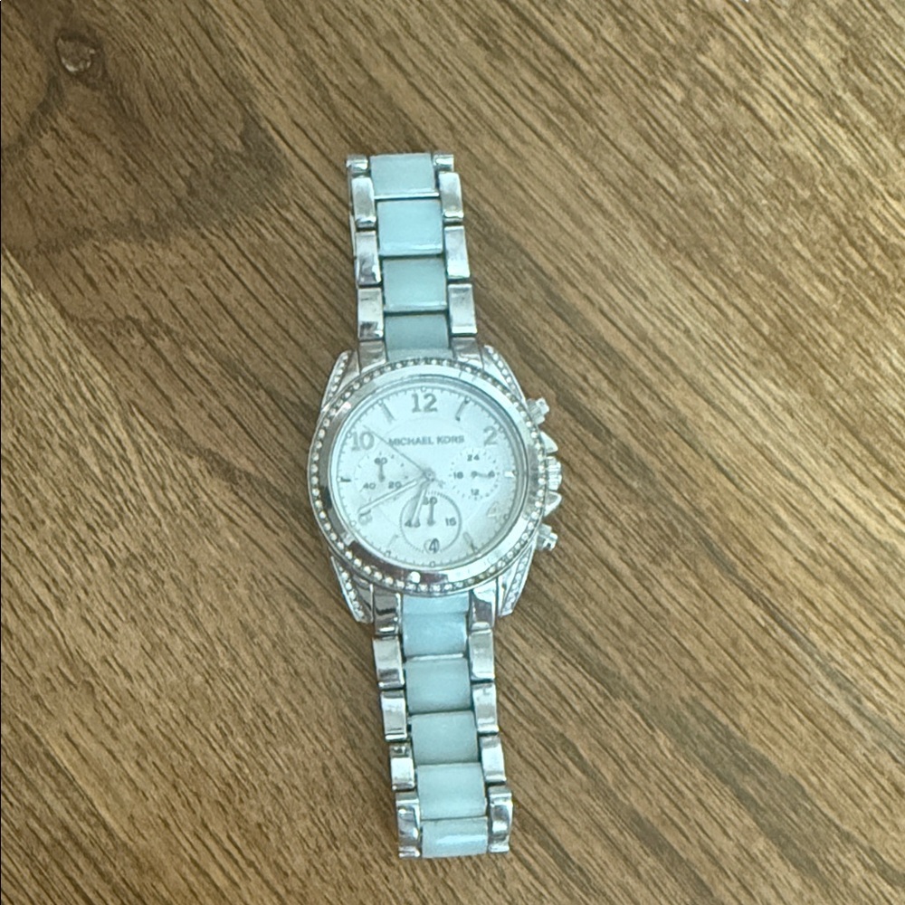 Michael Kors Silver and White Chronograph Watch